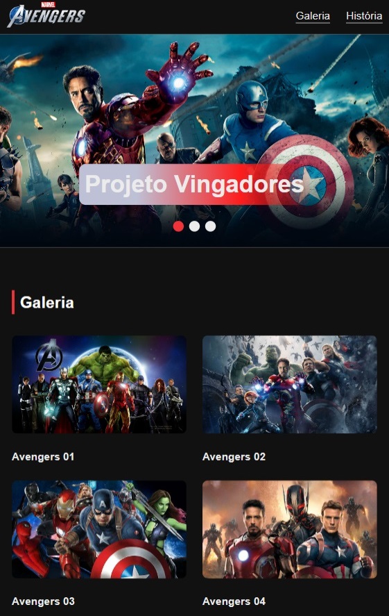 Projeto Landing page Vingadores